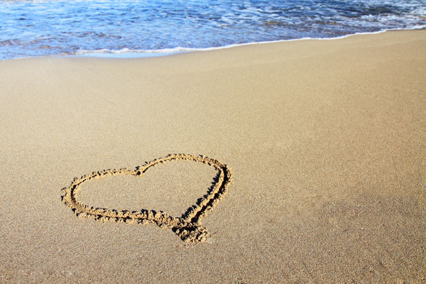 Love heart on beach
